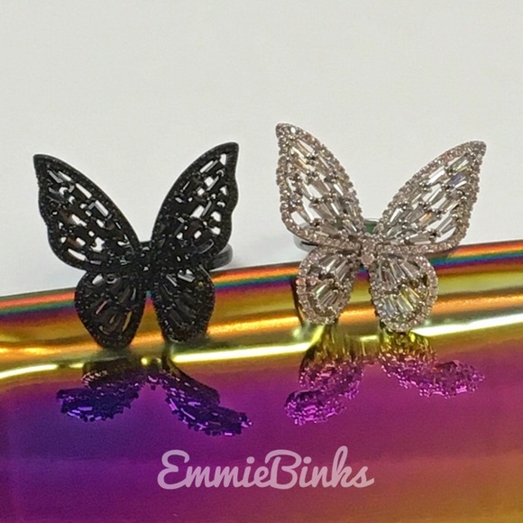 New Charming Charlie Butterfly Statement Ring ~ CZ Crystal Butterfly Cocktail - Picture 9 of 15
